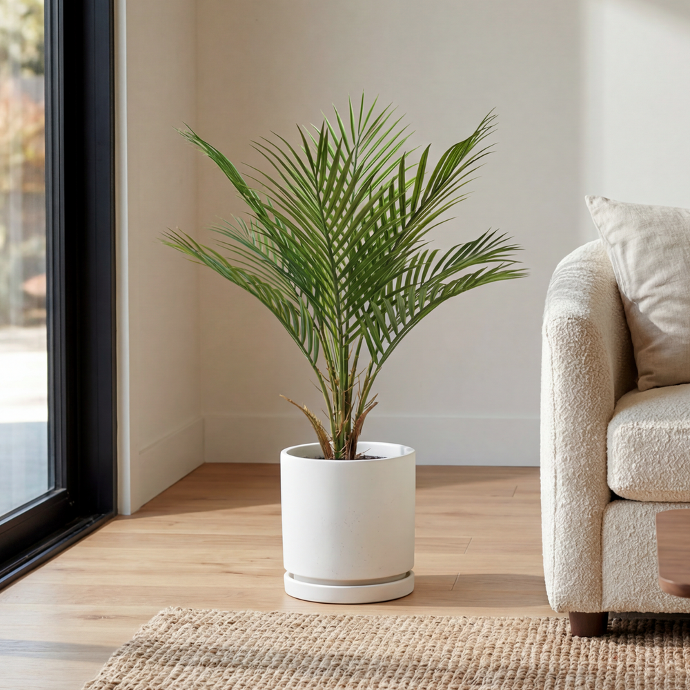 Palmier Artificial 60 cm în Ghiveci, Plantă Artificială Decorativă, 8 Frunze, Aspect Realist