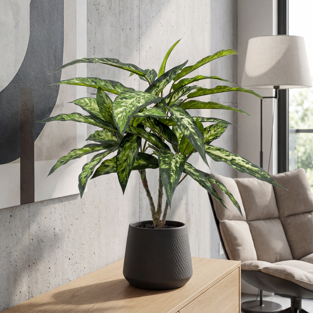 Plantă Artificială Dieffenbachia 65 cm în Ghiveci, 36 Frunze, Aspect Realist