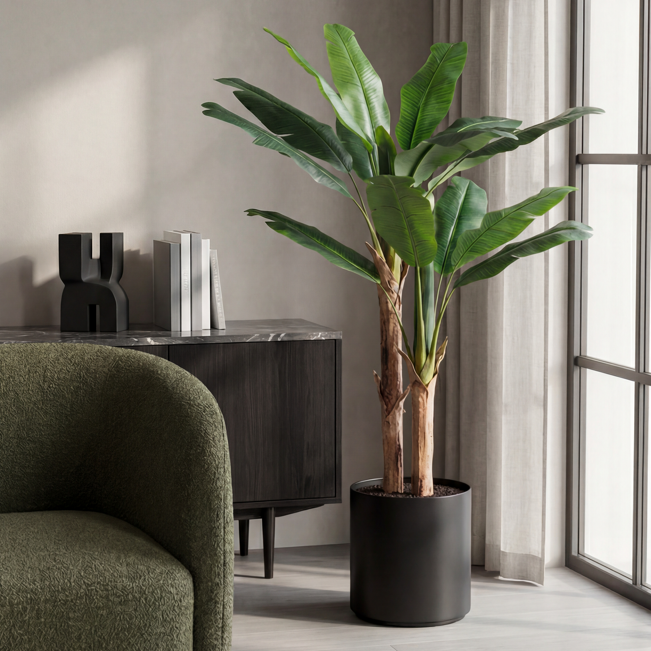 Copac Bananier artificial H165cm • Textură Reală • 17 Frunze