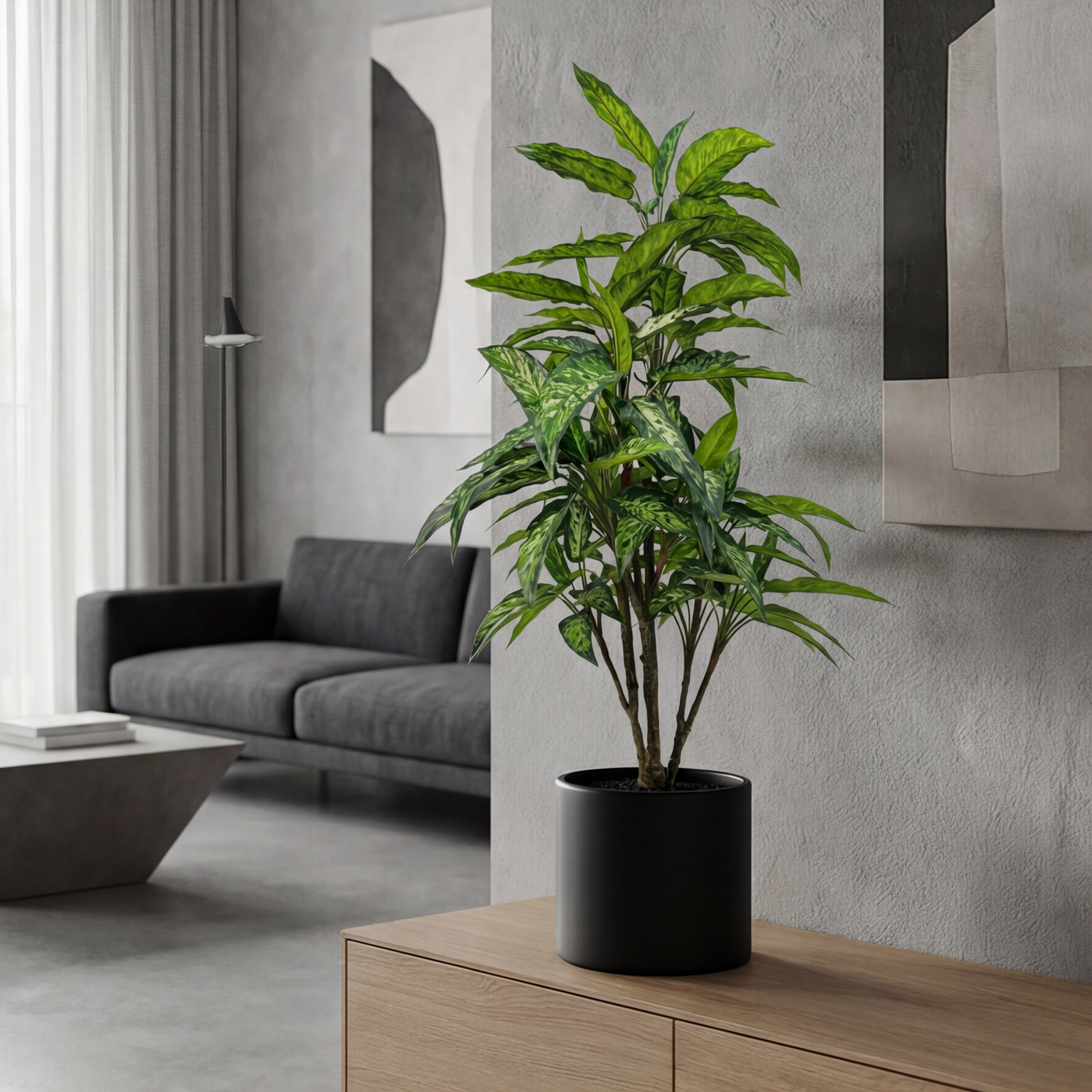 Copac Dieffenbachia Artificială H110cm • Textură Reală • 135 Frunze