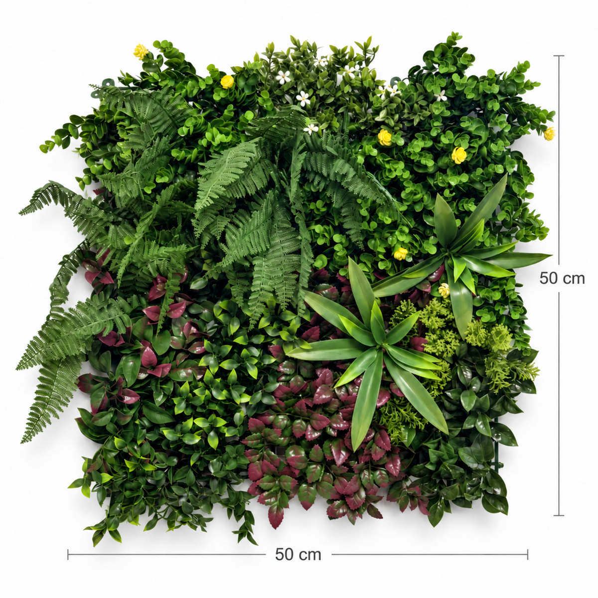Panou Verde Artificial RIVA B 50x50 cm, Textură 3D, Interior/Exterior, Protecție UV