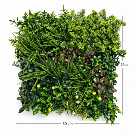 Panou Verde Artificial RIVA A 50x50 cm, Textură 3D, Interior/Exterior, Protecție UV