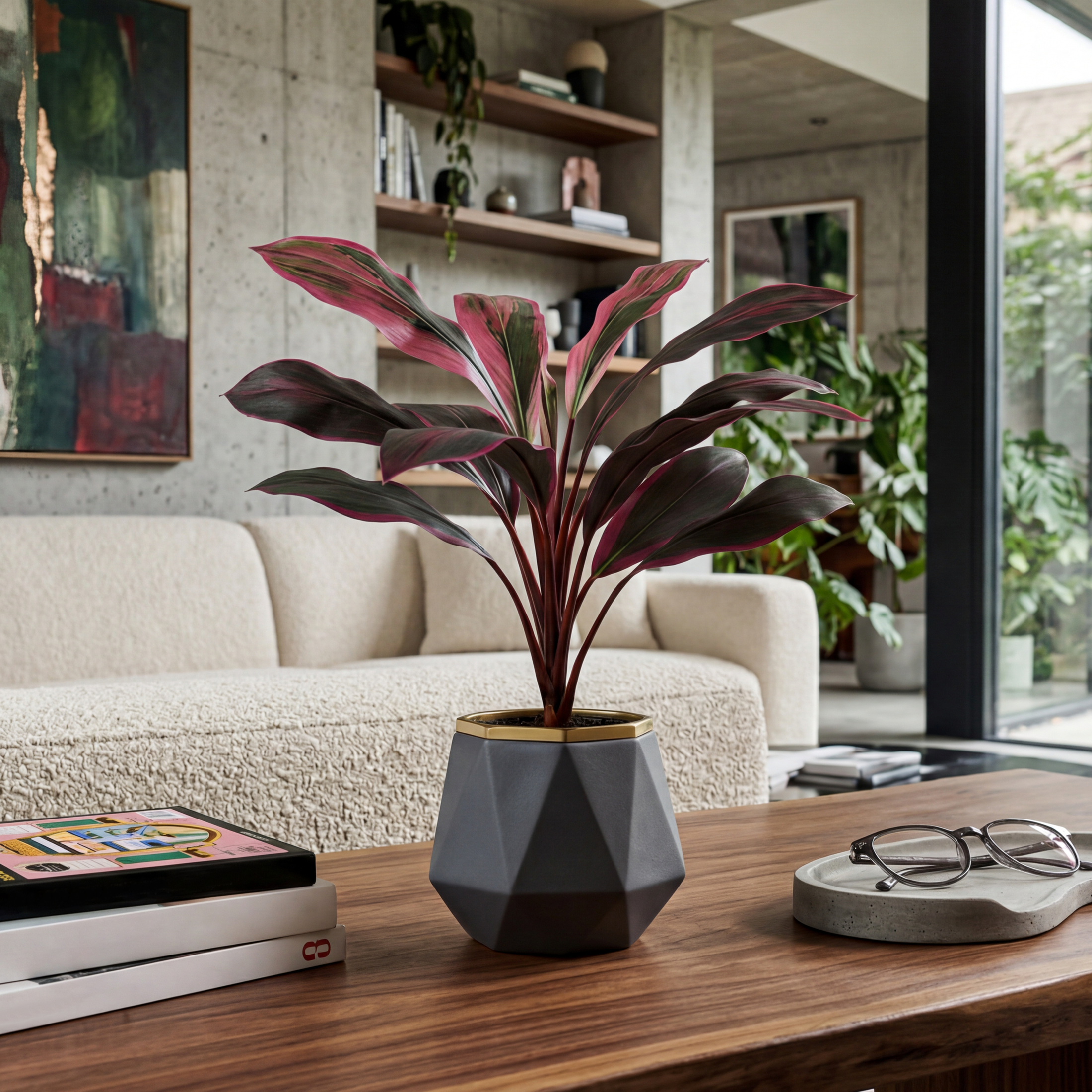 Dracaena Rubin Artificială H55cm • Textură Reală