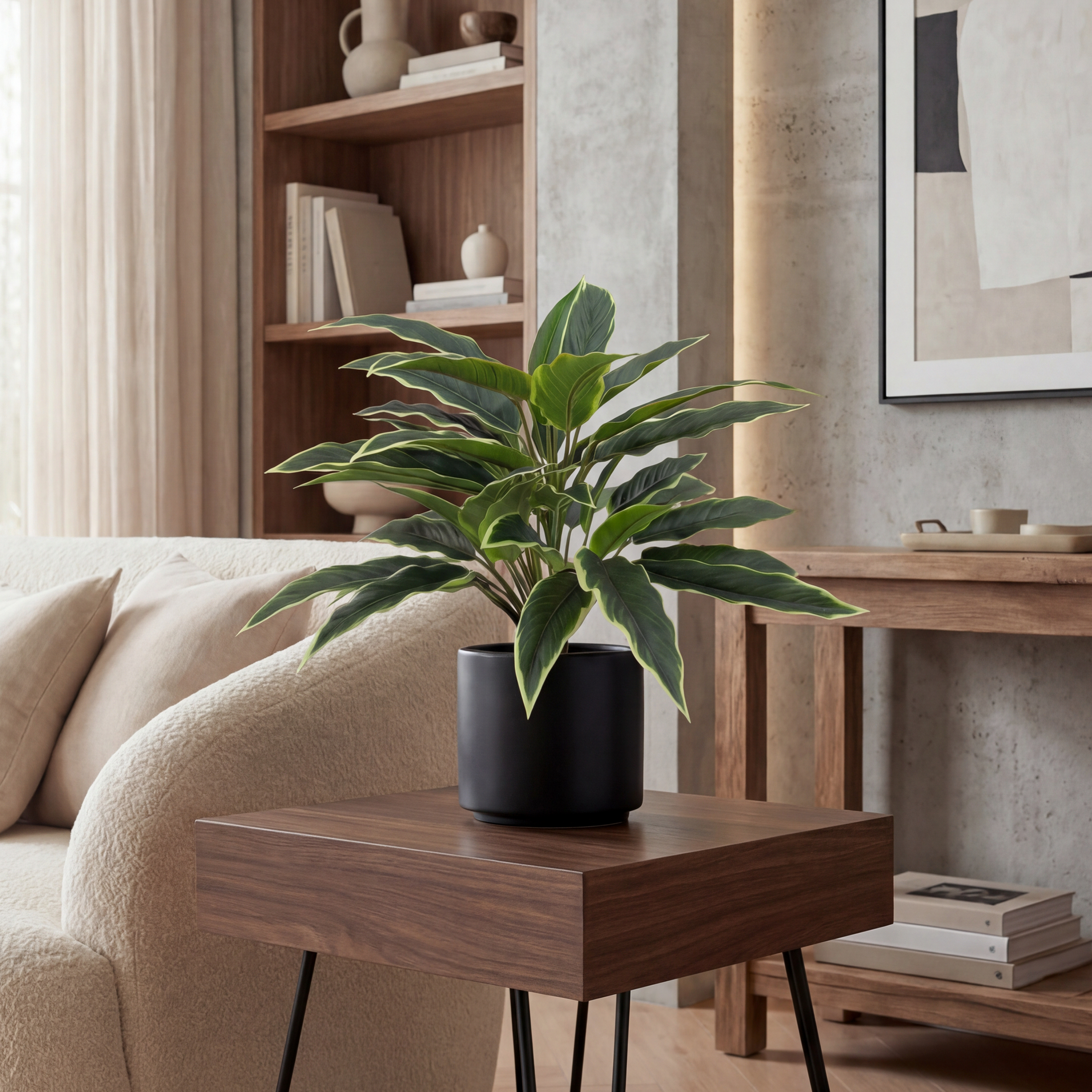 Rohdea Artificială Japonica H45cm • Textură Reală • 43 Frunze