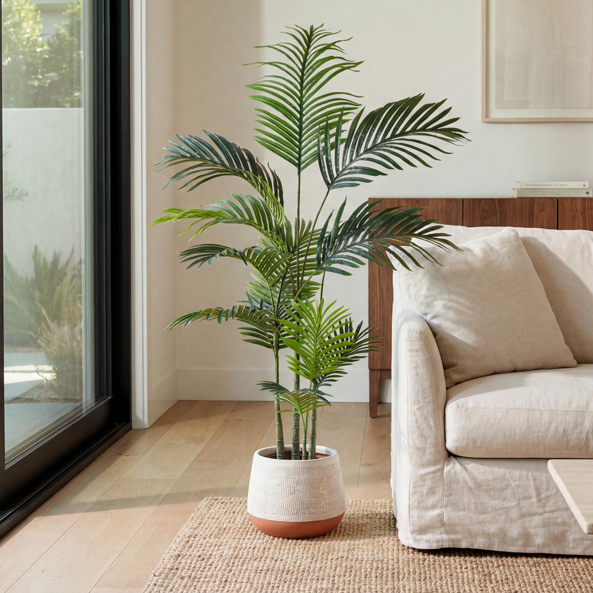 Palmier artificial 140 cm în ghiveci, plantă artificială decorativă