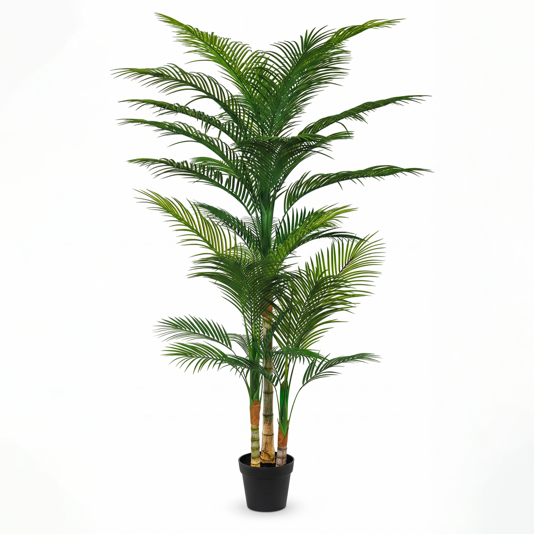 Detaliu frunze lungi și fine palmier artificial cu aspect realist