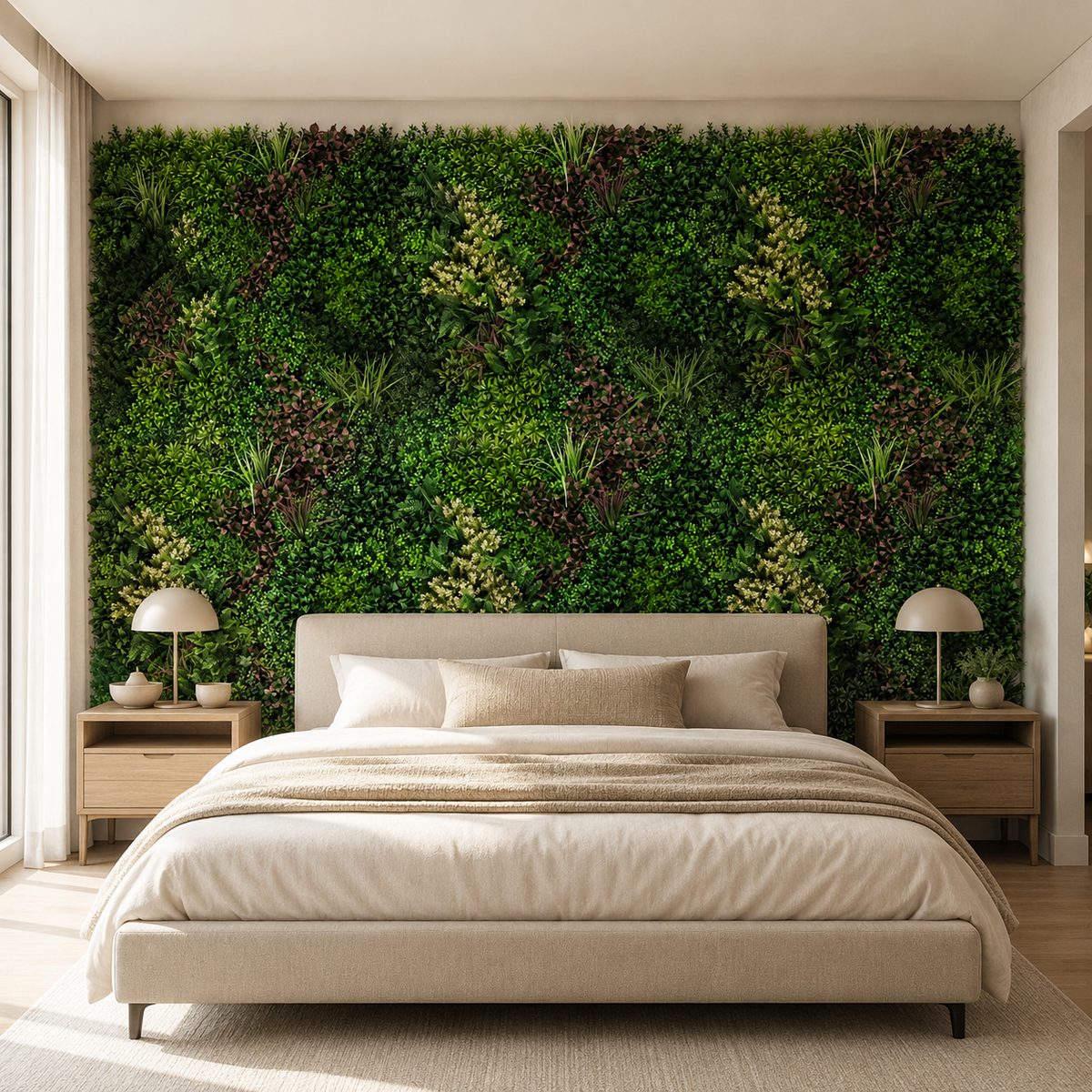 Detaliu textură 3D panou verde artificial ELIA
