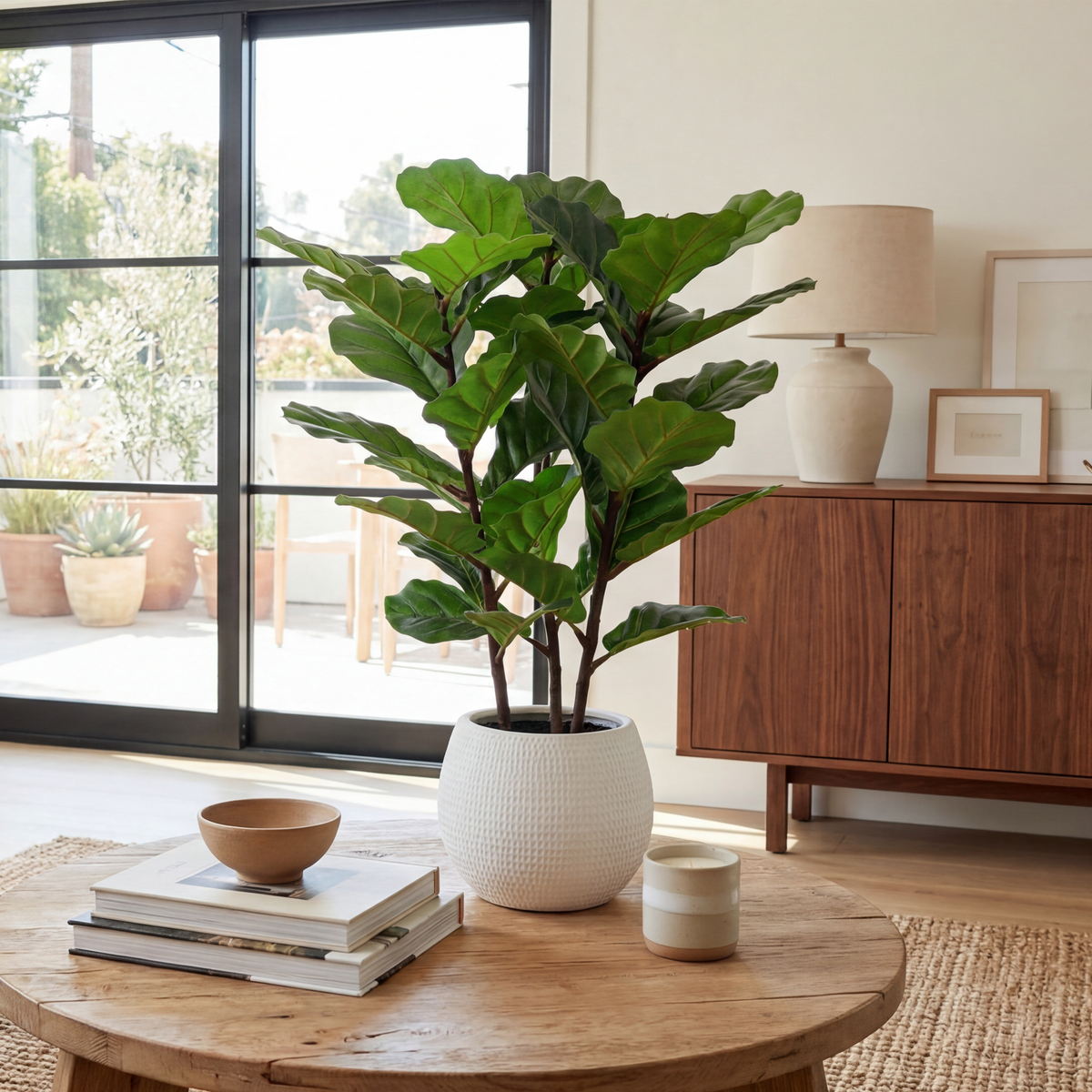 Plantă artificială Ficus Lyrata 70 cm în ghiveci cu 39 frunze