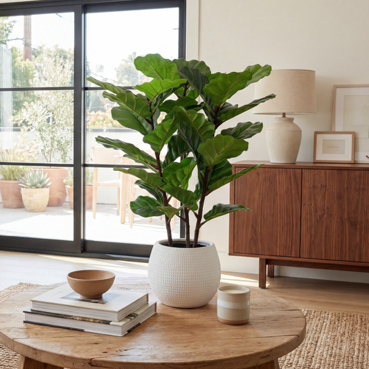 Plantă artificială Ficus Lyrata 70 cm în ghiveci cu 39 frunze