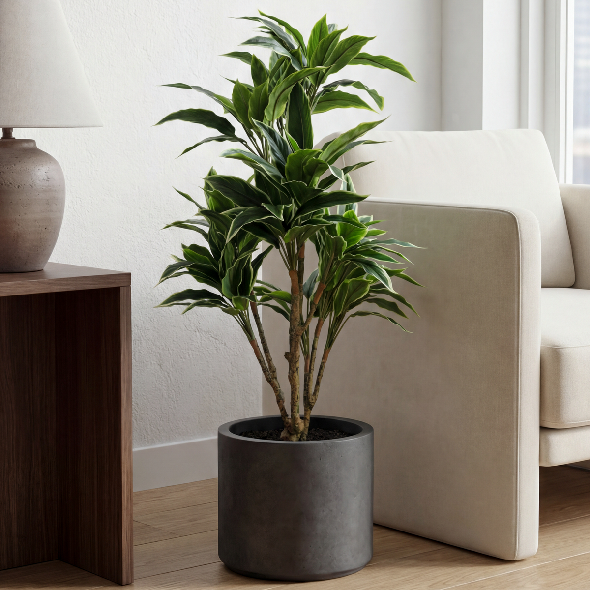 Plantă artificială Rohdea Japonica 115 cm în ghiveci cu 135 frunze