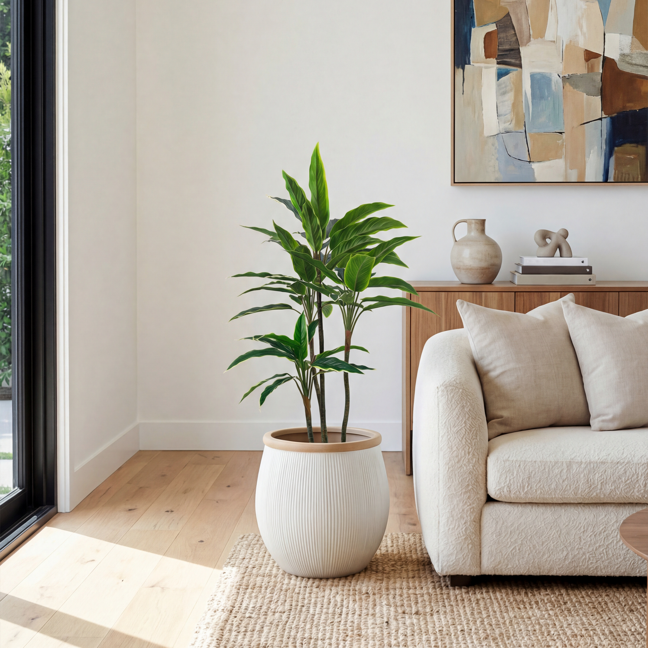 Rohdea Artificială Japonica H95cm • Textură Reală • 58 Frunze